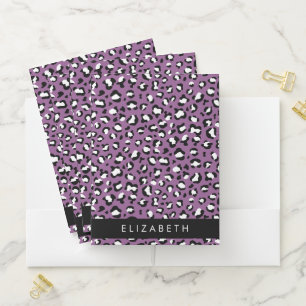 Leopard Pattern, Spots, Purple Leopard, Your Name Pocket Folder