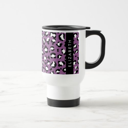 Leopard Pattern Spots Purple Leopard Your Name Travel Mug