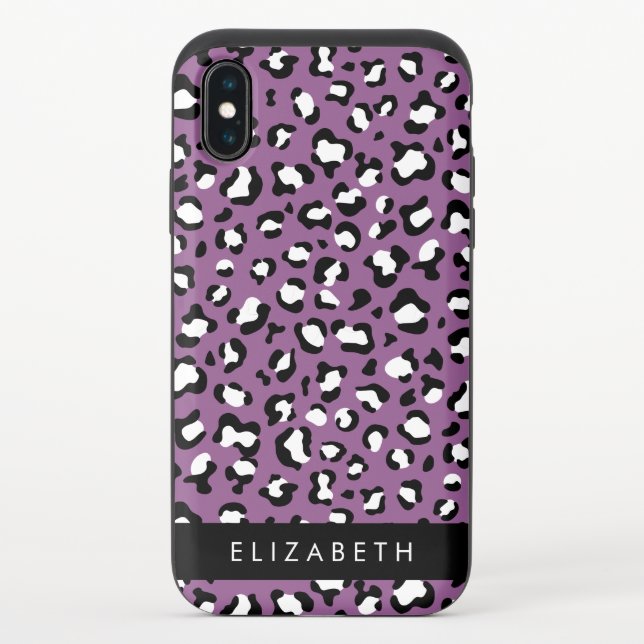 Leopard Pattern, Spots, Purple Leopard, Your Name Uncommon iPhone Case (Back)