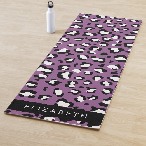 Leopard Pattern Spots Purple Leopard Your Name Yoga Mat