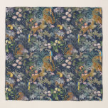 Leopard pattern tropical jungle animals  scarf<br><div class="desc">Exotic leopard jungle pattern at night with Leopards,  parrots,  Toucans and Macaw birds. Colorful tropical forest with flowers,  palm trees and foliage.</div>
