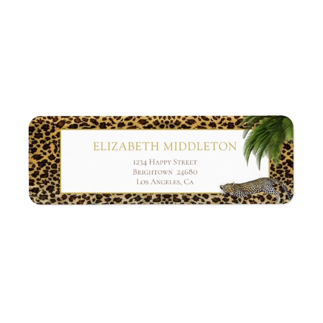 Leopard Pattern Wild Tropical Monogram Label (Front)