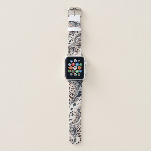  Leopard Pattern with Marbleizing Design Apple Watch Band (Front)