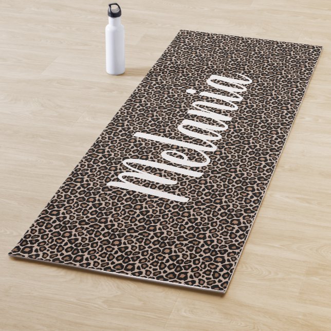 Leopard Pattern Your Text and Color Yoga Mat (In Situ)