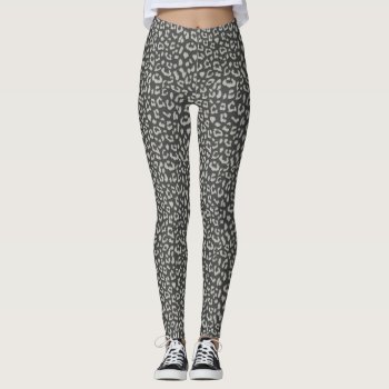 Leopard Patterned Gray On Charcoal Leggings by HoundandPartridge at Zazzle