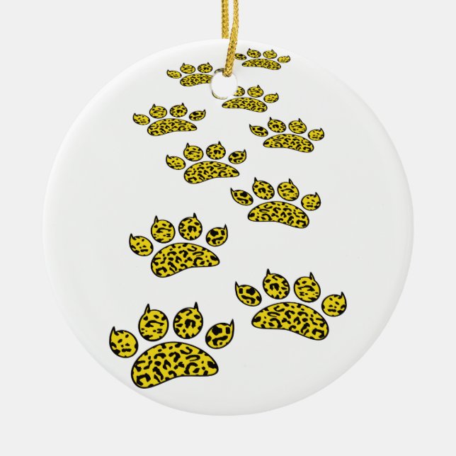 Leopard Paw Print Ceramic Ornament (Front)