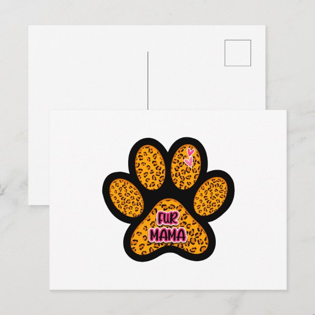 Leopard Paw Print Fur Mama Dog Cat Lovers Postcard (Front/Back)
