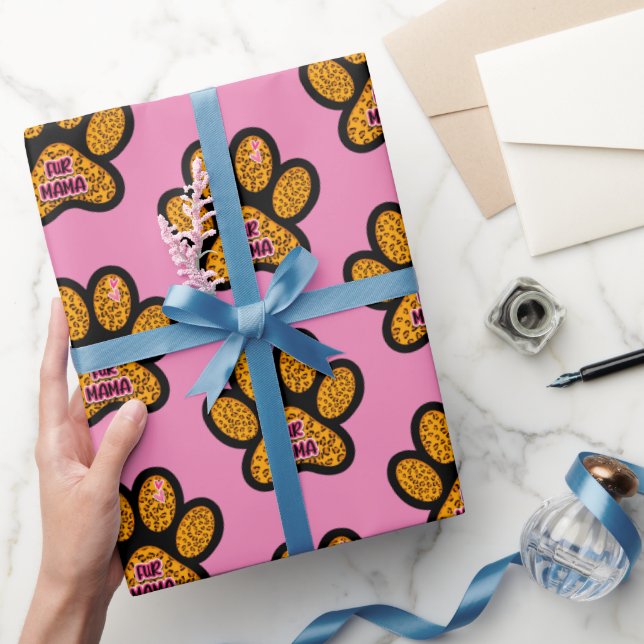 Leopard Paw Print Fur Mama Dog Cat Lovers Wrapping Paper (Gifting)