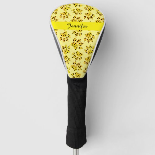 Leopard Paw Print Pattern Add Name Golf Head Cover