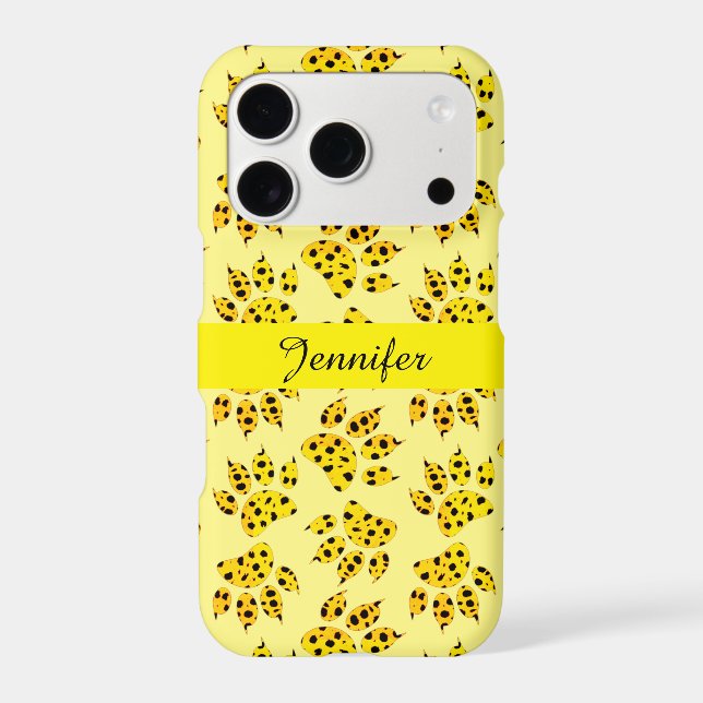 Leopard Paw Print Pattern Add Name Iphone Case (Back)