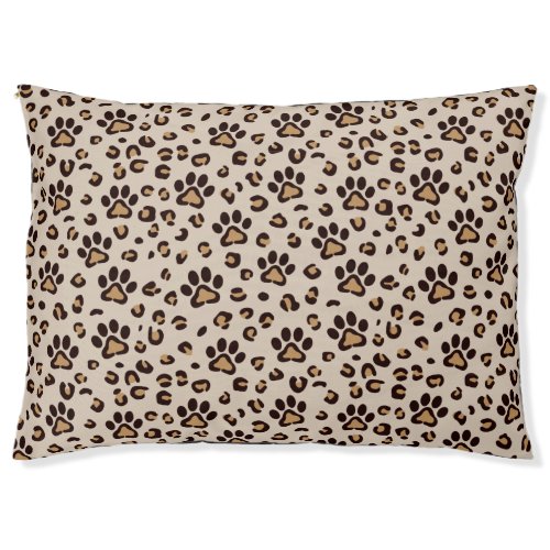 Leopard Paw Print Pattern Animal Pet Bed