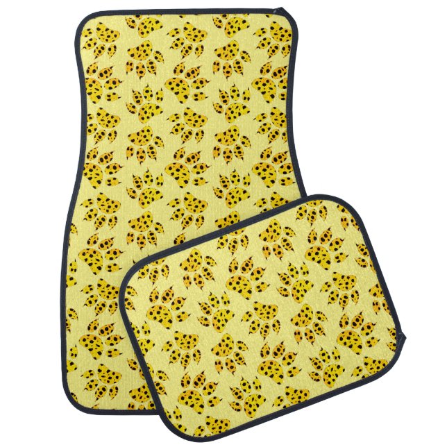 Leopard Paw Print Pattern Car Floor Mat (Set)
