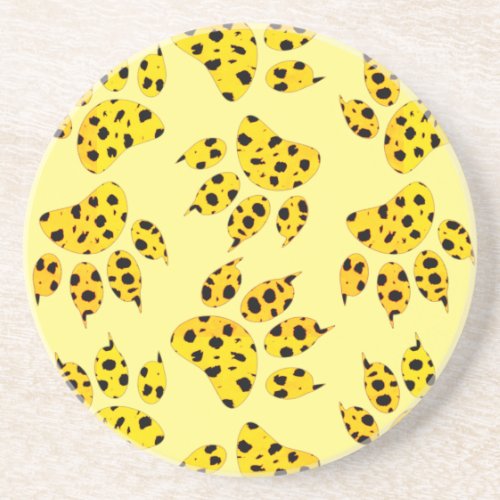 Leopard Paw Print Pattern Coaster