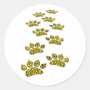 Leopard Paw Print Throw Classic Round Sticker