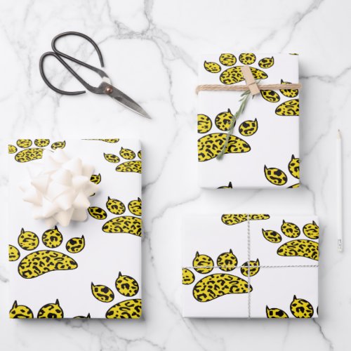 Leopard Paw Print Wrapping Paper Sheets