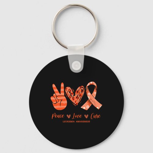 Leopard Peace Love Cure Leukemia Awareness  Keychain