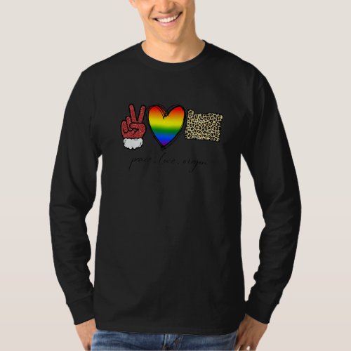 Leopard Peace Love Oregon Heart Lgbt Pride Christm T_Shirt