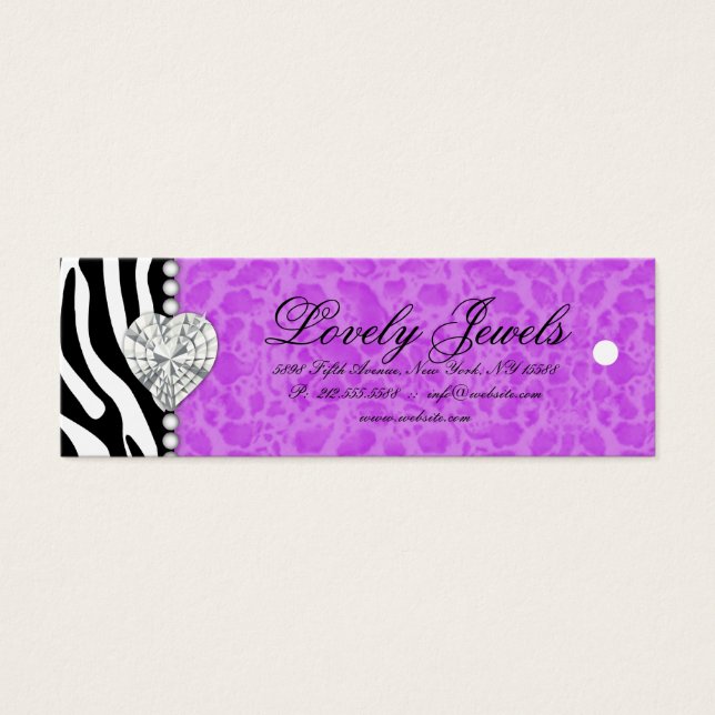 Leopard Pearl Lace Jewels Price Tag Purple (Front)
