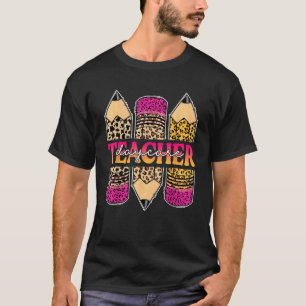 Leopard Pencil Daycare Teacher Back To School T-Shirt