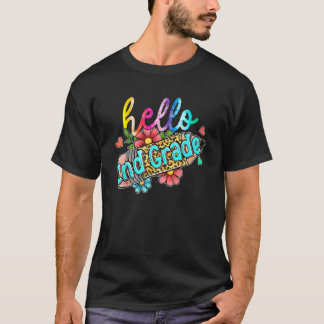 Leopard Pencil Hello 2nd Grade Back To School Kids T-Shirt