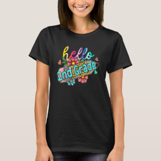 Leopard Pencil Hello 2nd Grade Back To School Kids T-Shirt