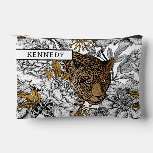 Leopard  Peonies Pattern Accessory Pouch