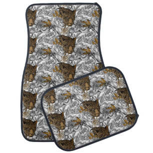 Leopard & Peonies Pattern Car Floor Mat