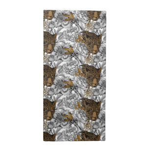 Leopard & Peonies Pattern Cloth Napkin