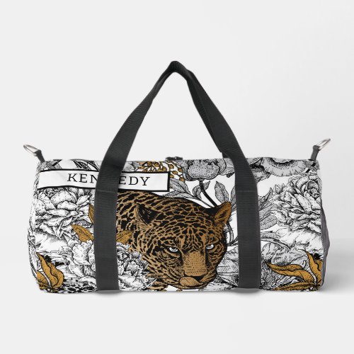 Leopard  Peonies Pattern Duffle Bag