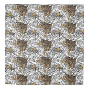 Leopard & Peonies Pattern Duvet Cover