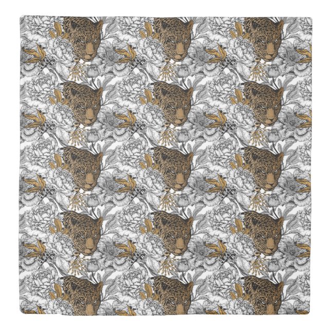 Leopard & Peonies Pattern Duvet Cover (Front)