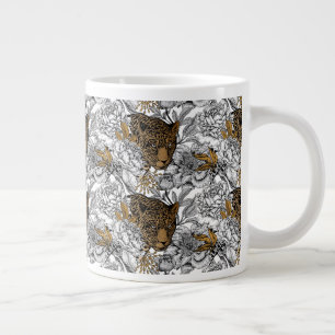Leopard & Peonies Pattern Giant Coffee Mug