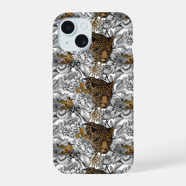 Leopard & Peonies Pattern Iphone Case (Back)