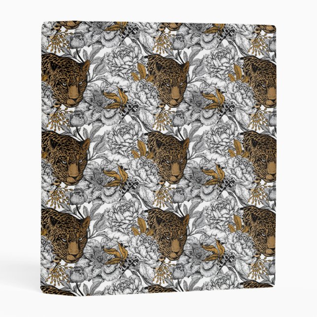 Leopard & Peonies Pattern Mini Binder (Front/Spine)