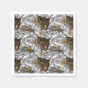 Leopard & Peonies Pattern Napkins
