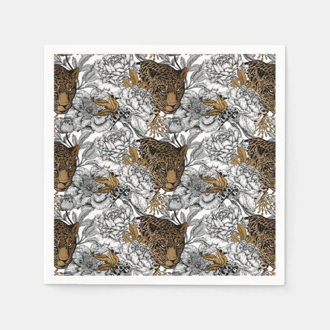 Leopard & Peonies Pattern Napkins (Front)