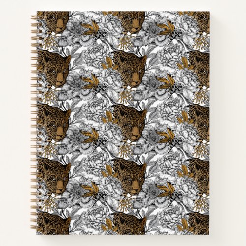 Leopard  Peonies Pattern Notebook