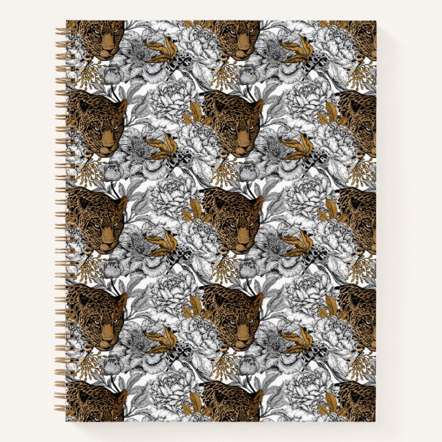 Leopard & Peonies Pattern Notebook (Front)