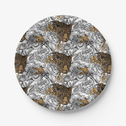 Leopard  Peonies Pattern Paper Plates