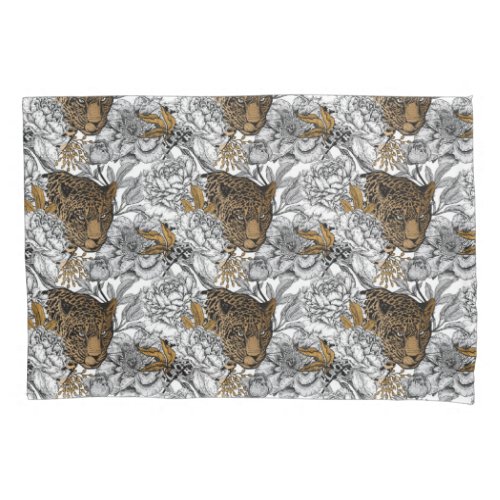 Leopard  Peonies Pattern Pillow Case