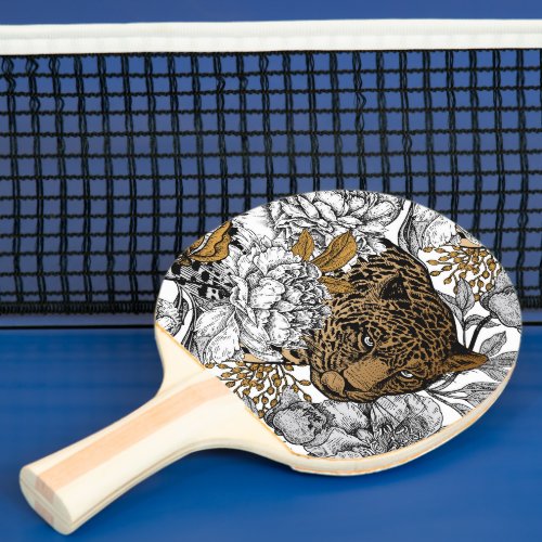 Leopard  Peonies Pattern Ping Pong Paddle