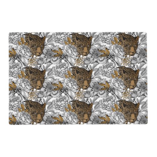 Leopard  Peonies Pattern Placemat