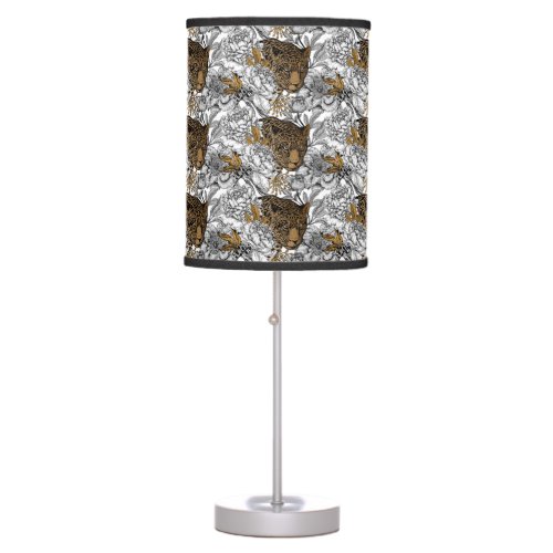 Leopard  Peonies Pattern Table Lamp
