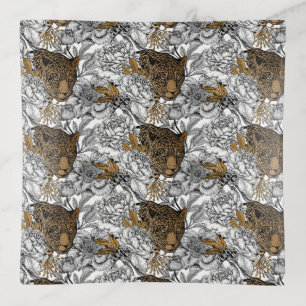 Leopard & Peonies Pattern Trinket Tray
