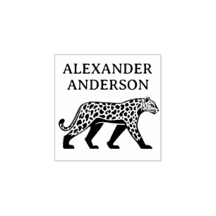 Leopard Personalize Rubber Stamp
