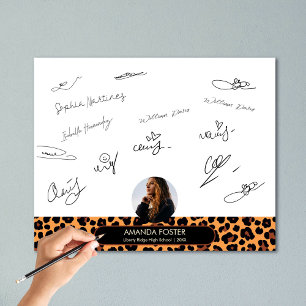 Leopard Photo Graduation Party Signing Guest 