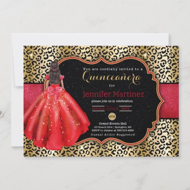  Leopard photo quinceañera invitation (Front)