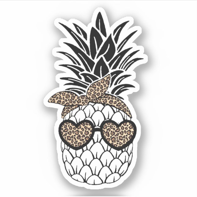 Leopard Pineapple Sunglasses Aloha Beaches Hawaii  Sticker (Front)
