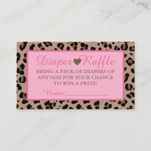 Leopard  Pink Baby Diaper Raffle Insert Cards
