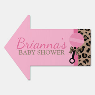 Leopard & Pink Baby Shower Direction Sign